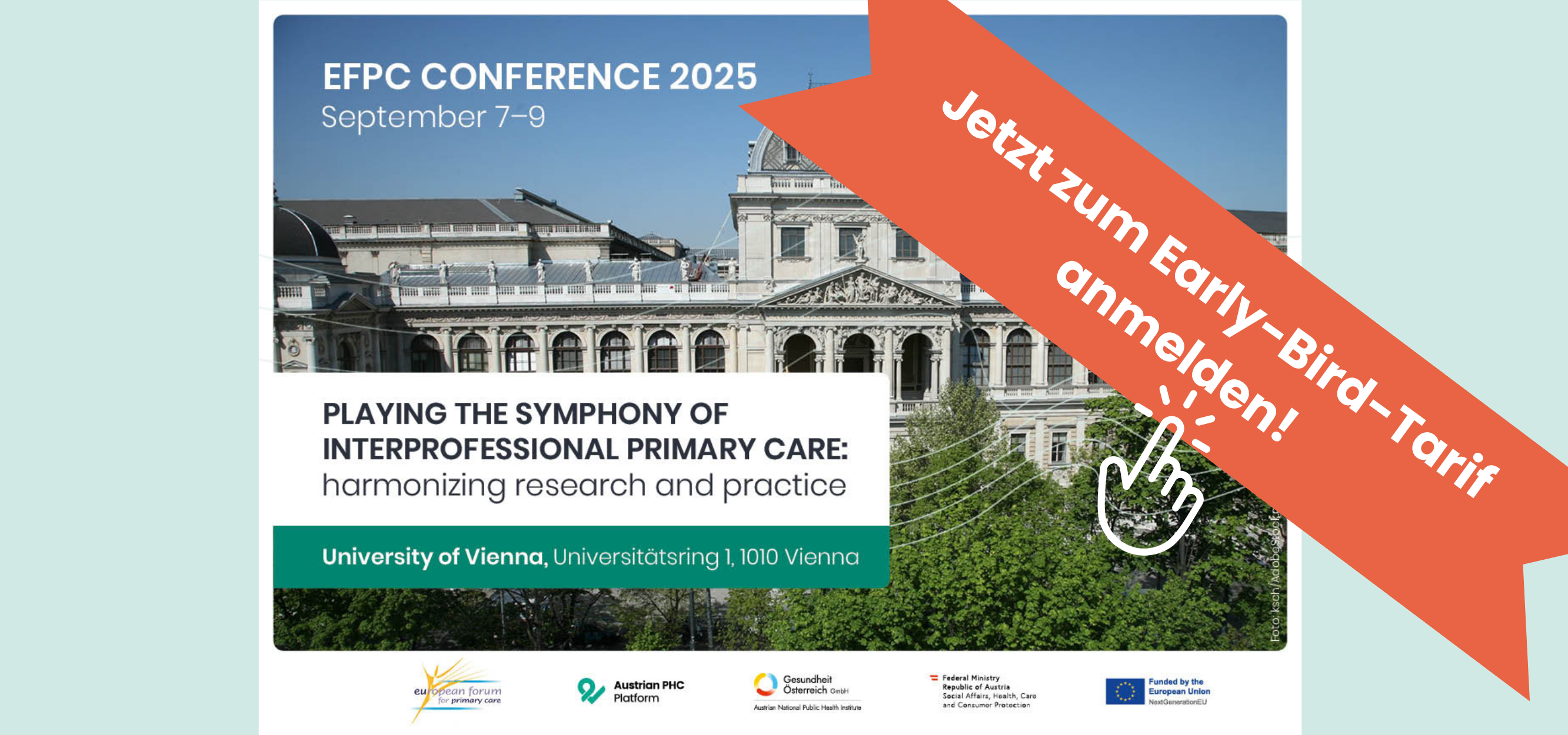 Flyer der EFPC-Konferenz mit den Informationen: 7.-9. September 2025, Universität Wien. Jetzt zum Early-Bird-Tarif anmelden!